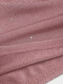 SHEIN PETITE 女士亮片金属针织露背吊带短款背心，性感紧身露背背心 - 西瓜粉 - 查看 5