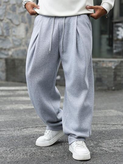 PAVTROS 男士休闲纯色抽绳腰带运动裤