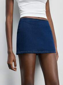 Maija Women's Casual Washed Denim Mini Skirt, Summer - Blue - View 5