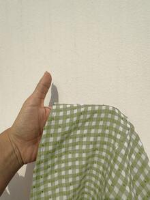 Sunnyshic Vestido mini ajustado sin mangas a cuadros azules, estilo francés dulce para vacaciones, primavera/verano - Multicolor - Ver 5