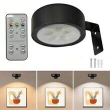 1个LED三色壁灯，3节AA电池供电，带遥控器、定时调光、磁吸式海报灯，适用于卧室画廊墙装饰灯 - 彩色 - 查看 16