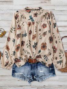 SHEIN LUNE Ladies Weave Casual Autumn Shirts For Vacation - Apricot - View 2