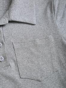 Sweetra Grey Short Sleeve Pleated Mini Polo Dress