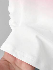 Resyla Áo nữ kiểu dáng thường ngày, phong cách ngọt ngào, thiết kế thanh lịch, hàng mới về mùa hè, thể thao ngoài trời, áo thun ngắn tay xếp ly ôm eo, họa tiết in, màu ombre, áo thun nữ. - Hồng - Xem 3