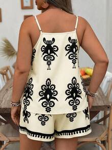 EMERY ROSE 大码女式无袖吊带背心和宽松短裤休闲度假两件套 女式两件套夏季服装 女式两件套短裤套装 女式短裤套装 女式度假短裤套装 女式夏季两件套 女式两件套夏季服装 女式两件套短裤套装 女式短裤套装 - 杏色 - 查看 2