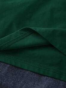 Manfinity Joysei Men's Casual Green Letter Embossed Short Sleeve T-Shirt, Summer - Dark Green - View 4