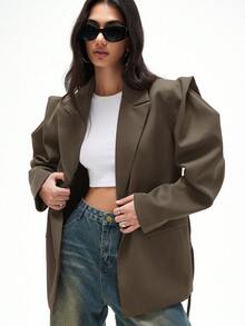 Aveloria GENKIRA Weinroter, locker sitzender, vielseitiger Freizeitblazer mit extra breiter Schulterpartie und geraffter Taille - Grau - Übersicht 6