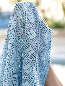 Manfinity RSRT 男士度假休闲镂空针织衫短裤套装 男士度假短裤套装 男士两件套 夏季蓝色两件套 男士两件套休闲短裤套装 男士浅蓝色短裤套装 - 淺藍色 - 查看 7