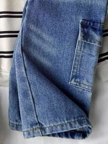 男婴复古水洗休闲工装牛仔裤 - 中等水洗藍 - 查看 6