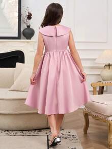 Vestido de princesa con lentejuelas doradas para niñas, falda esponjosa con detalles de lentejuelas, estilo de vestido de fiesta para niñas adecuado para banquetes y ceremonias de otoño/invierno - Rosa - Ver 2