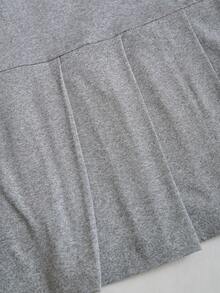 Sweetra Grey Short Sleeve Pleated Mini Polo Dress