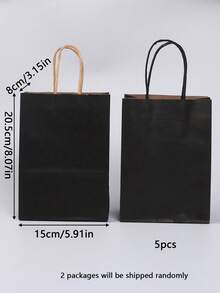 5/24 chiếc Túi giấy Kraft màu đen cỡ trung 16x22x8cm, Túi quà tặng có thể tái sử dụng cho sinh nhật, tiệc tùng, đám cưới, thân thiện, thích hợp làm quà tặng bạn bè - màu đen - Xem 2