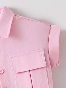 SHEIN Young Girl Summer Casual Solid Color Romper Rompers For Girls Girls Jumpsuit Shorts Clothes For Girls Pink