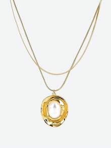 Opalesca Women's Fashion Faux Pearl Pendant Necklace, Suitable For Daily Wear,Outfits,Old Money,Beaded,Wedding/Bridal Accessories,Fairycore/Fairy,Pearl,For Mom/Women/Girl/Mother,Elegant,Premium,Classy,Crystals,Valentine's Day,Gift - Mix Colors - View 4