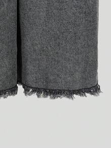 SHEIN Denimly 新款春夏女式宽松浅蓝色牛仔阔腿裤，柔软的牛仔面料如云朵般轻盈，饰有心形刺绣细节，弹性腰带设计穿着舒适，适合校园、街头、约会、户外活动和日常穿着。 - 黑色 - 查看 6