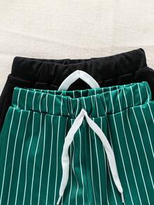 SHEIN Casuvi Kids Young Boy's Summer Casual Waist Tie Patch Detail Shorts - Multicolor - View 6