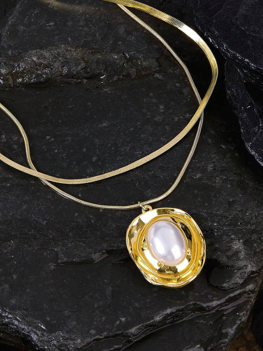 Opalesca Women's Fashion Faux Pearl Pendant Necklace, Suitable For Daily Wear,Outfits,Old Money,Beaded,Wedding/Bridal Accessories,Fairycore/Fairy,Pearl,For Mom/Women/Girl/Mother,Elegant,Premium,Classy,Crystals,Valentine's Day,Gift - Mix Colors - View 1