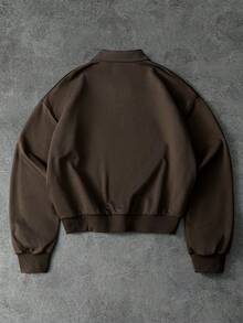 PAVTROS Manfinity Streetrush Men's Street-Style Popular INS Matching Men's Fashionable & Comfortable Letter Embroidered Long Sleeve Polo Shirt,Streetwear,I Love My Boyfriend,Graphic,Oversized,Boy Friend Gifts,Valentine's Day Gift,Embroidery - Brown - View 7