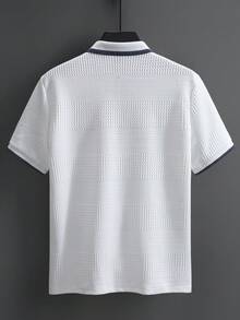 EGENSIO Men's Turndown Collar Button Half Placket Casual Versatile Commuting Short Sleeve Polo Shirt