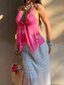 Sunnyshic Avslappnad linne med tie-dye-mönster, sommar