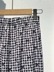 1件女童宽松黑色直筒裤，简约风格，松紧腰带，舒适透气，适合上学、学习、户外活动 - 彩色 - 查看 5