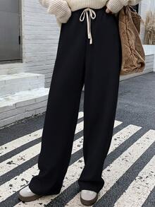 Dazy Star Women's Solid Color Drawstring Waist Jogger Pants Sweatpants - Black - View 3