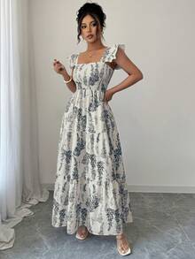 Elenzga 优雅多层拼接收腰中长连衣裙，适合度假、春夏穿着。 - 彩色 - 查看 6