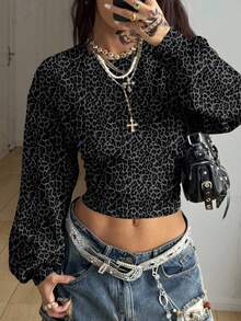 Coolane 女士休闲简约豹纹卫衣 - 彩色 - 查看 5