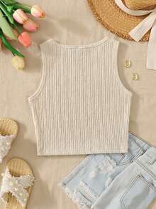 SHEIN Tween Girls Casual Bowknot Cami Top - White - View 2