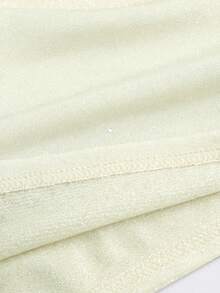 SHEIN PETITE 女士亮片金属针织露背吊带短款背心，性感紧身露背背心 - 淡黃色 - 查看 6