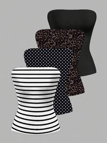 SHEIN EZwear 4 chiếc áo hai dây nữ kiểu dáng tối giản, gợi cảm, đa năng. - Nhiều màu - Xem 3