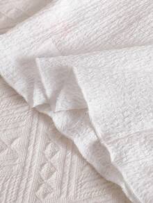 Sparklyn 女童两件套：白色纹理短袖上衣 + 卡其色纹理阔腿裤，饰有3D立体花朵蝴蝶结，适合夏季休闲和度假穿着 - 咖啡棕 - 查看 6