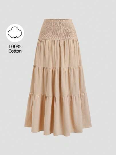 Sweetra Women's Khaki Low Waist A-Line Patchwork Design Sexy Retro Casual Beach Holiday Skirt