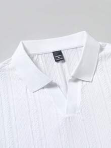 Manfinity CasualCool Áo polo nam tay ngắn màu trơn, chất liệu có họa tiết, kiểu dáng thường ngày, thích hợp cho mùa hè. - trắng - Xem 3