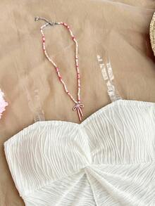 SHEIN Tween Girl Casual Minimalist Comfortable Cropped Asymmetric Hem Tube Top - Beige - View 6