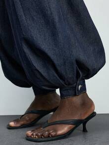 Maija Women's Casual Commuter Washed Balloon Leg Jeans - Dark Wash - View 4