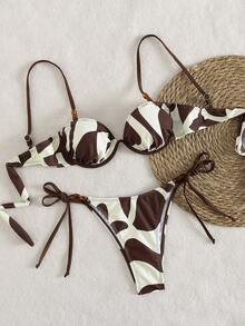 Swim Vcay Bộ bikini hai mảnh in họa tiết toàn thân mới, gồm áo hai dây và quần lọt khe, rất gợi cảm. - Nhiều màu - Xem 6