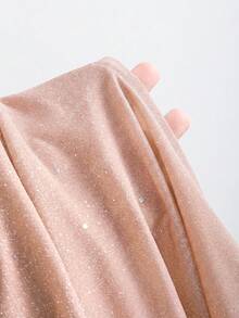 SHEIN PETITE Women's Short Turtleneck Backless Sequin Bodycon Party Mini Dress ,Petite Women - Dusty Pink - View 5