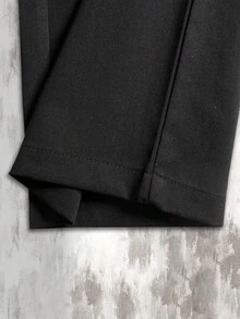 Manfinity Homme Plus Size Men's Casual Solid Color Straight Leg Pants - Black - View 5