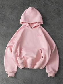 PAVTROS 男士时尚舒适涂鸦刺绣连帽衫 - 粉色 - 查看 8