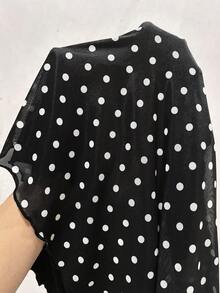 SHEIN Tall CURVE Vestido elegante de mujer talla grande con escote en V profundo, sin mangas, cuello halter y espalda descubierta con lunares - Negro - Ver 7
