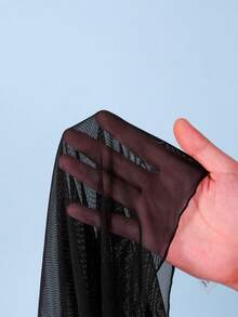 SHEIN 少女夏季休闲海滩、学校、游泳课、欢乐假期，黑白撞色花卉镂空连体泳衣，网纱系带细节 - 黑色 - 查看 6