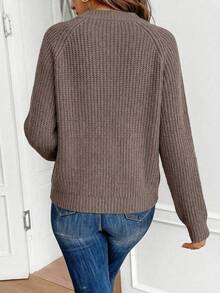 Novedades primavera/verano: suéter casual de cuello redondo para mujer en varios colores. Cálido y cómodo para el uso diario, salidas, vacaciones, festivales, fiestas y uso al aire libre o en casa. - Café integral - Ver 3