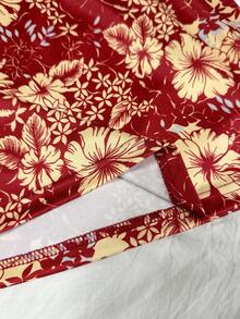 INAWLY Women's Floral Print Halter Backless Casual Vacation Top - Red - View 5