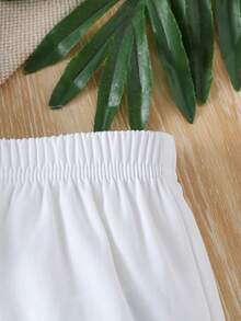 SHEIN Playful Pals 2pcs Setelan Bayi Laki-laki Elegan Minimalis Kerah Mandarin Lengan Pendek dan Celana Warna Kontras, Cocok untuk Musim Panas - MultiWarna - View 5