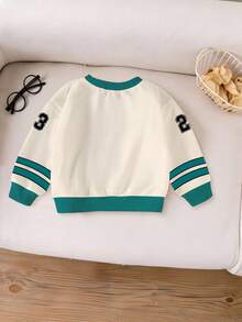 SHEIN Young BoyCasual Sporty Number 23 & California Letter Print Crew Neck Sweatshirt, Comfortable Fall Outfit, Suitable For Autumn/Winter - Multicolor - View 2