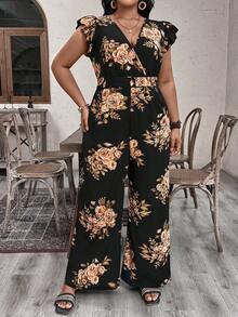 EMERY ROSE 优雅休闲的夏季连体裤，采用大梭织面料制成 - 黑色 - 查看 3