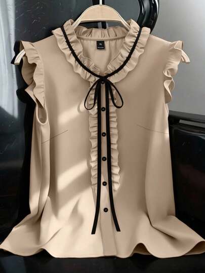 GlowEve CURVE Large-Sized Woven Casual Summer Women's Shirt Blouse Elegant Blouses Classy Top Tops For Women Ruffle Blouse