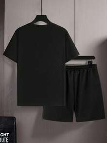 Manfinity LEGND Bộ áo thun ngắn tay và quần short nam kiểu dáng thường ngày in chữ Mexico, thích hợp cho việc đi lại hàng ngày, bộ áo thun ngắn tay và quần short nam in chữ đồ họa kiểu dáng thường ngày mùa hè. - màu đen - Xem 4