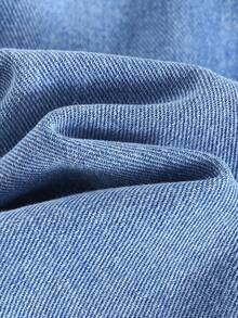 Cozy Pixies 男婴卡通熊图案前口袋牛仔背带短裤 - 中等水洗藍 - 查看 6